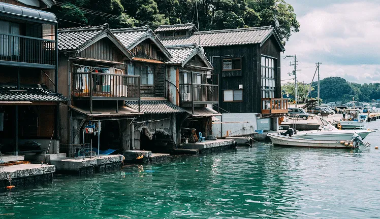 Ine no Funaya is a picturesque fishing village in Kyoto Prefecture famous for its unique and historic wooden boat houses, called funaya, lining the edge of Ine Bay