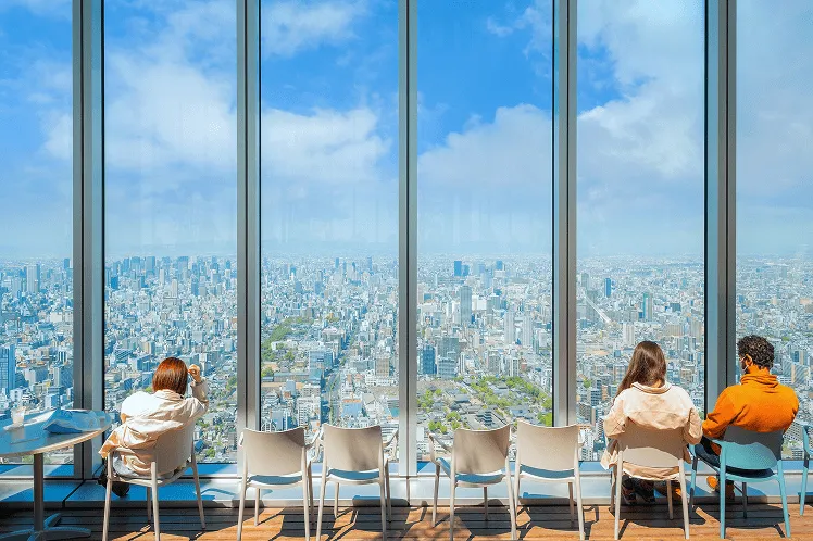 Abeno Harukas 300, rising 300 meters above the city, offers a breathtaking 360-degree panoramic view of the city